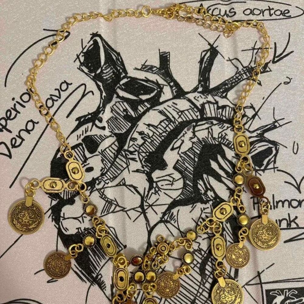 Women's Antique Medieval-Style Gold Coin Charm Necklace - Picture 5 of 5